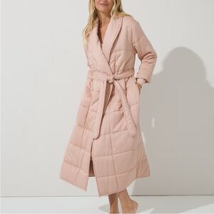 Soma Pink Quilted Robe with Cozy Shawl Collar